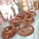 Lot tasses et soucoupes en grès vintage