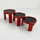 Set of 3 red nesting tables by Gianfranco Frattini for Cassina, 1970