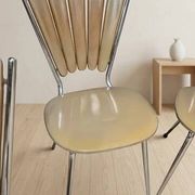 Set of 6 vintage fan-back dining chairs with beige leatherette upholstery