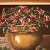 Oil on canvas cut of cyclamens 1974 signed garcin