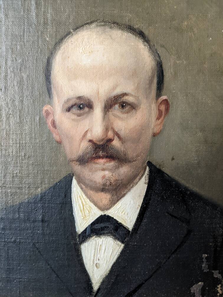 Oil on canvas old portrait gilded wooden frame country decoration