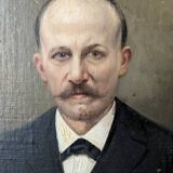 Oil on canvas old portrait gilded wooden frame country decoration