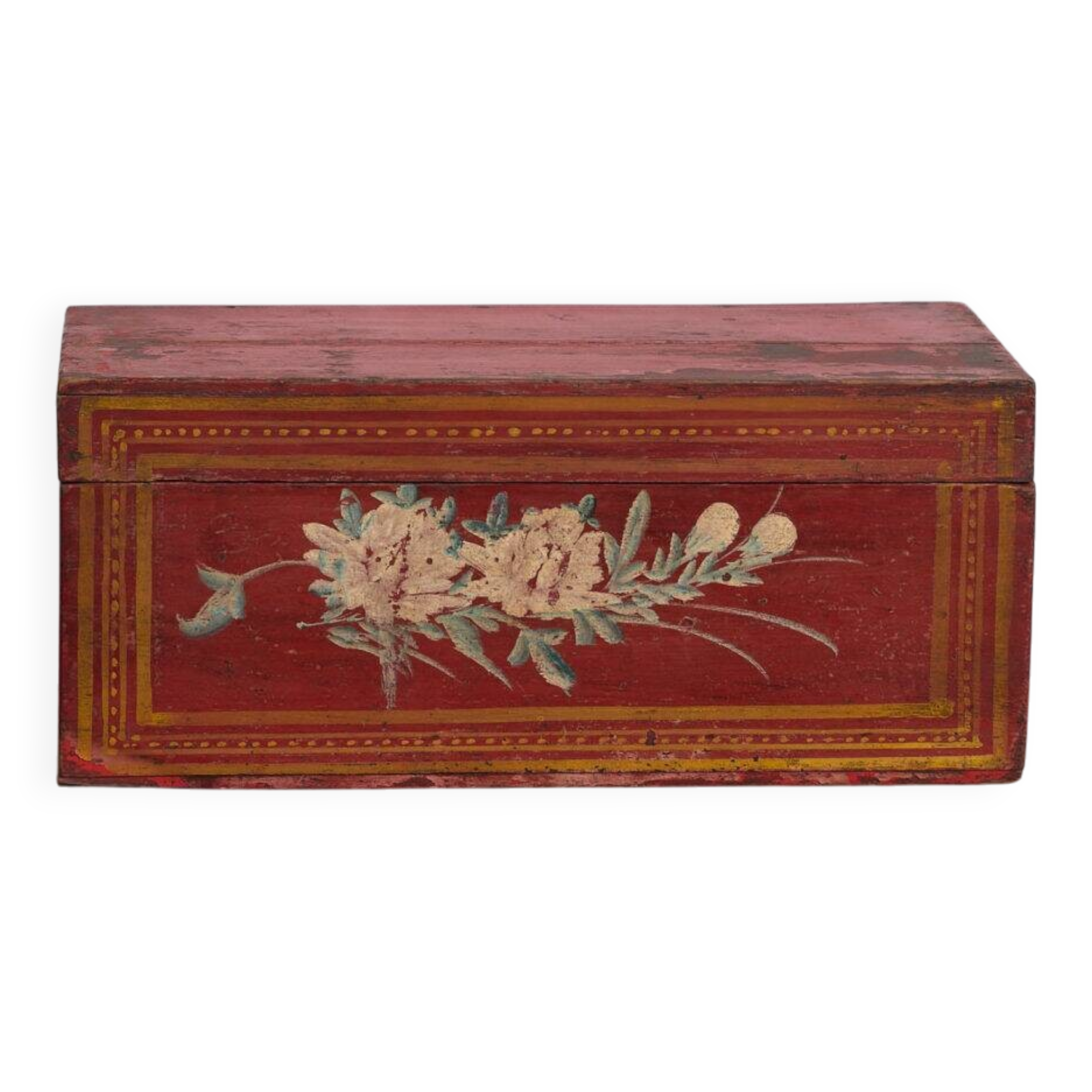 Small antique chest with floral patterns (circa 1900) #39