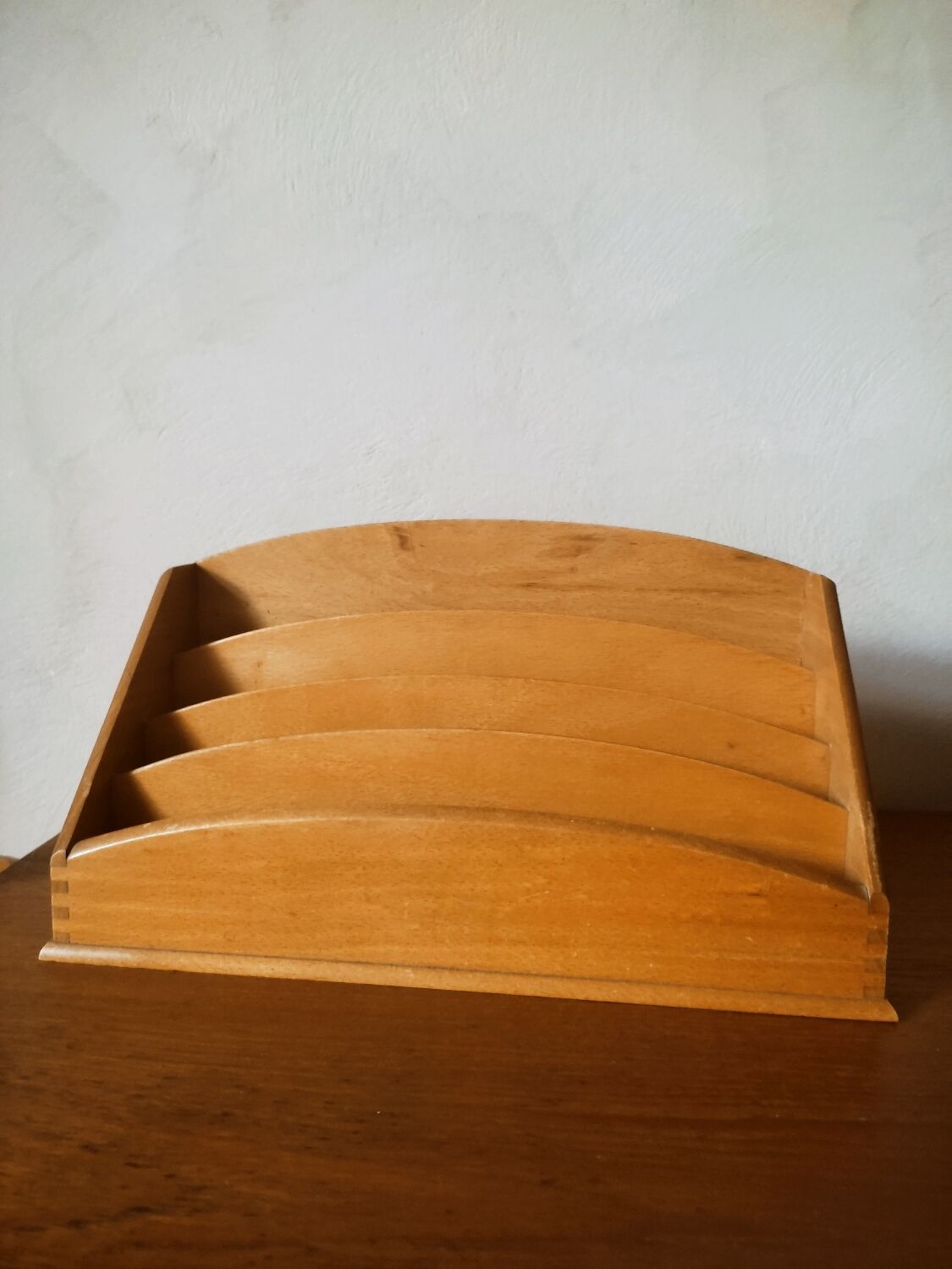 Honey wooden mail rack