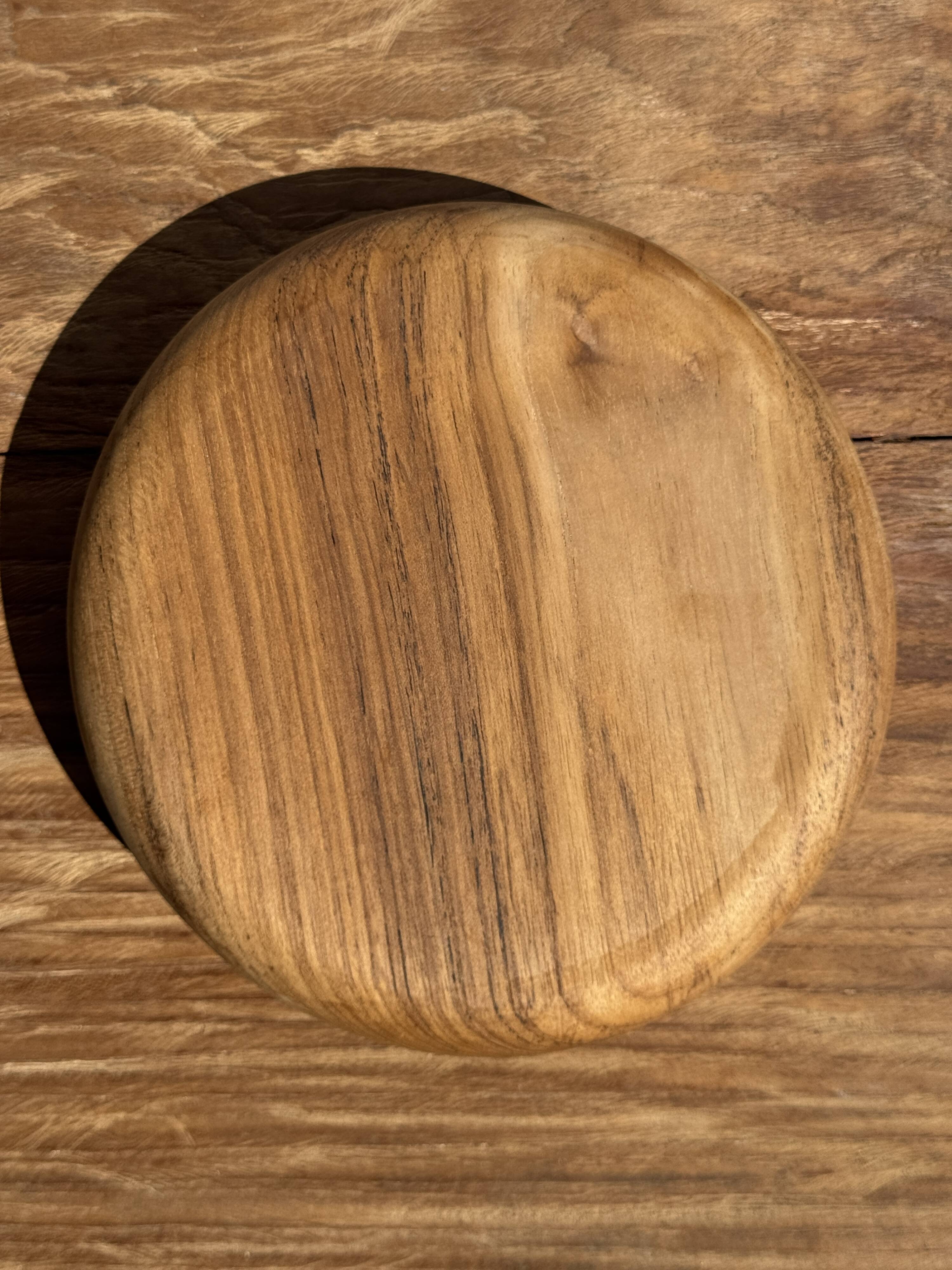 Bowl, cut or presentation plate in monoxyle teak D21 H5
