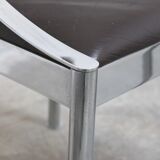 Set of 4 Italian chrome & leather dining chairs, 1970s