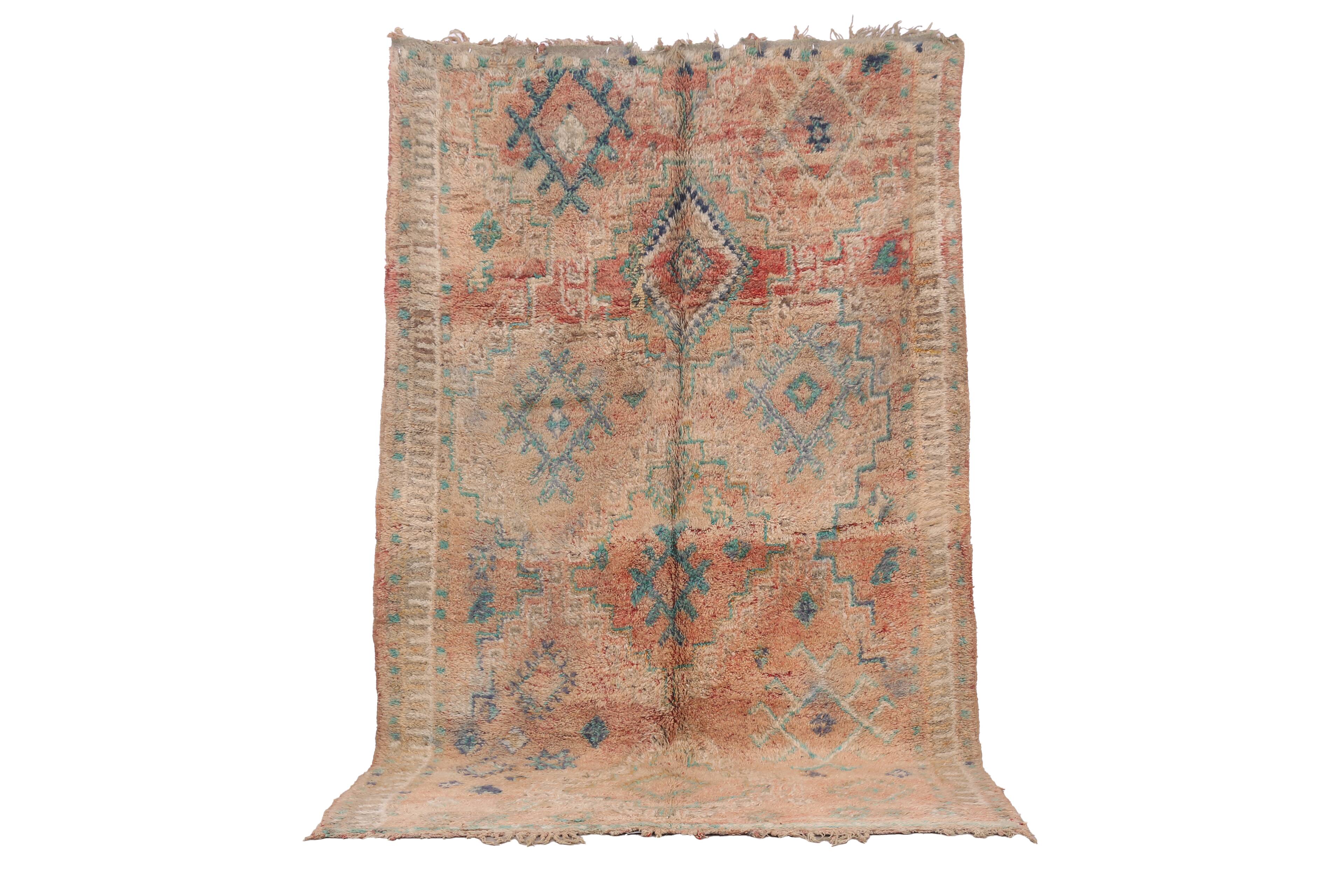 Peach Vintage Moroccan Rug 178 x 271 cm - Berber Wool Rug - Handmade Rug