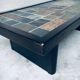 Brutalist Style Slate Tile Inlay Coffee Table, Belgium, 1970s