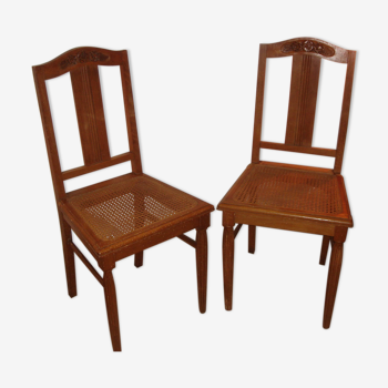 Paire de chaises Art Nouveau cannées