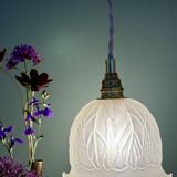 Vintage frosted glass tulip pendant light