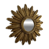 Vintage 1960s sunburst witch's eye mirror in gold - 27 cm