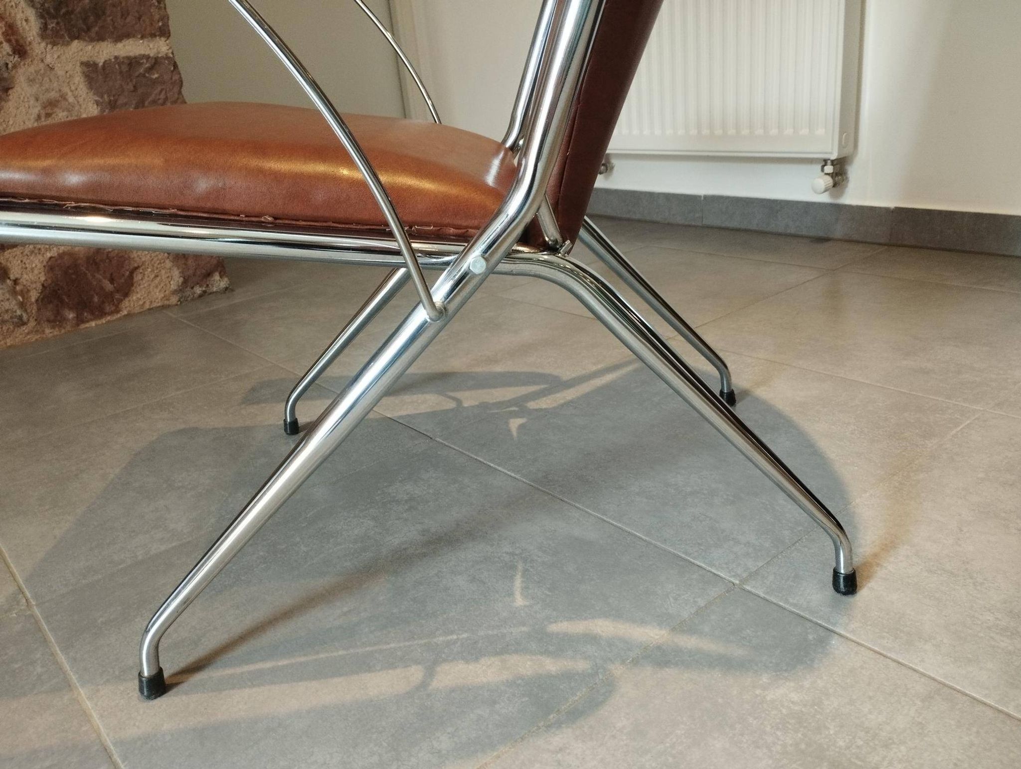 Folding chair attributed to A. Monpoix, modernist design, mid-century, vintage.