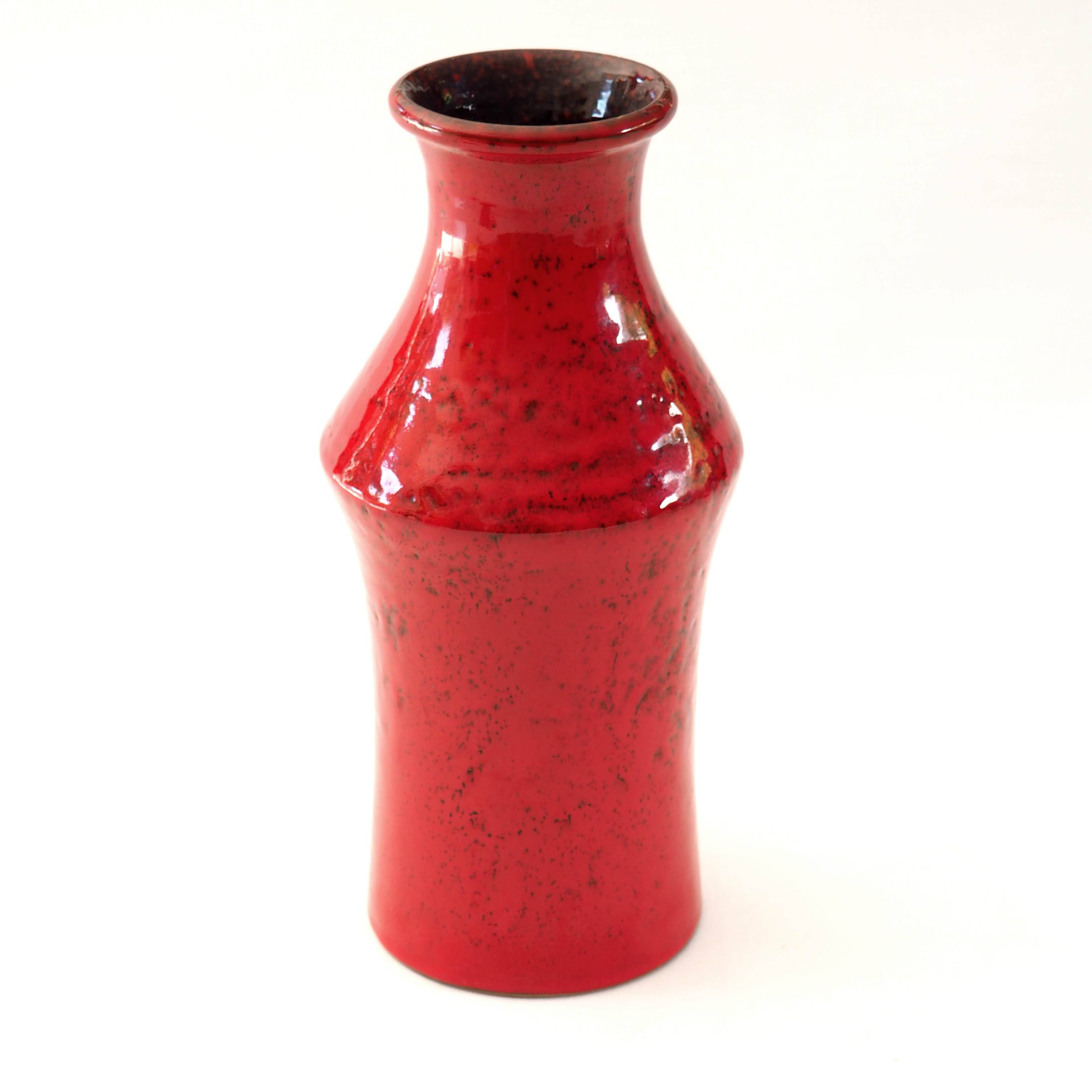 Large red fat lava vase
