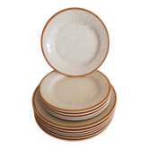 Set of 5 dessert plates + 6 speckled plates with Havana edging “Bachy”