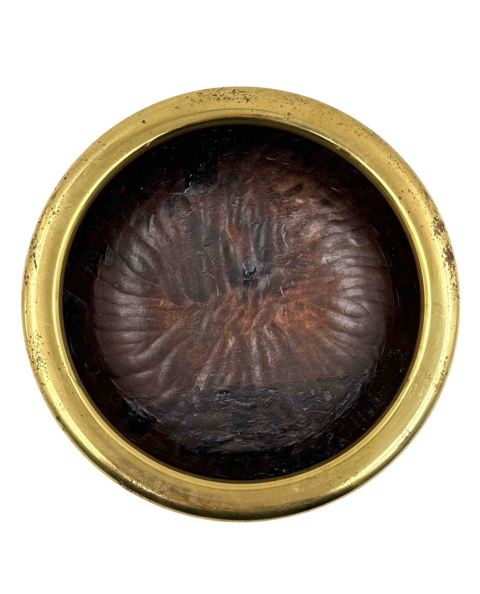 Mid-century brass and wood bowl, Italy 1970s