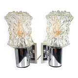 Pair of vintage 70s glass wall lamps by Targetti Sankey