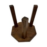 Tables d'appoint hexagonales brutalistes en chêne, années 1950, lot de 3