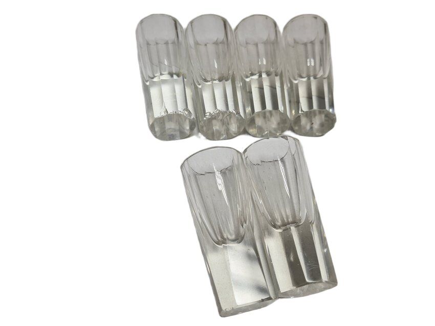 Art Deco vodka shot glasses from Hortensja Glassworks, Poland, 1950s, set of 7