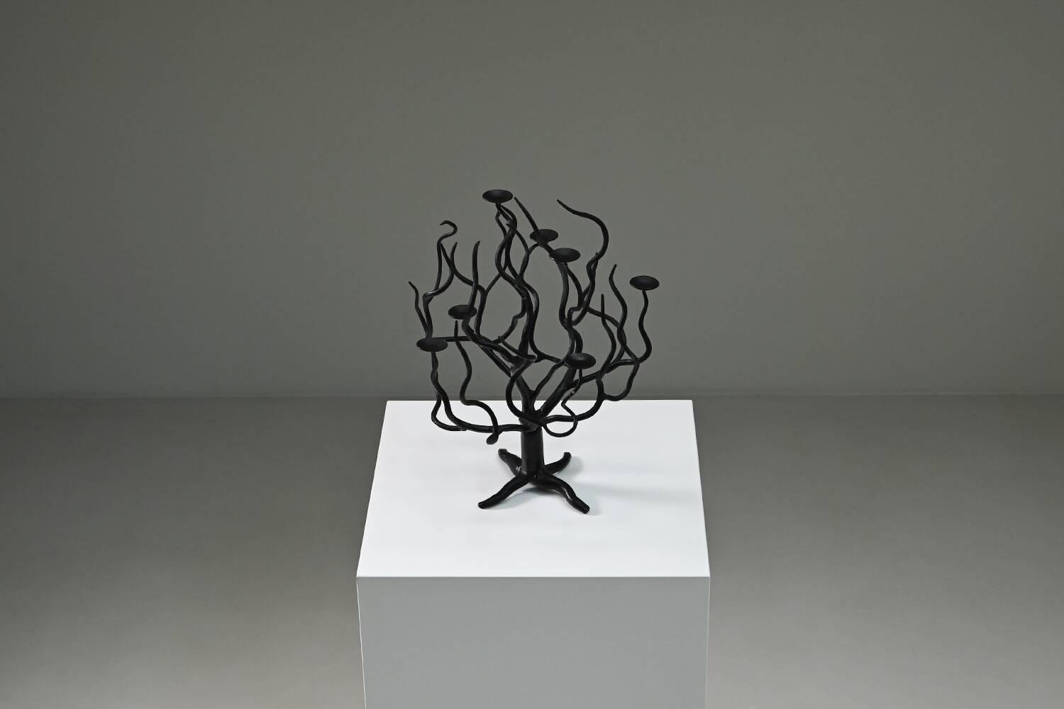 Black brutalist tree candle holder “tree of life” 1970s.