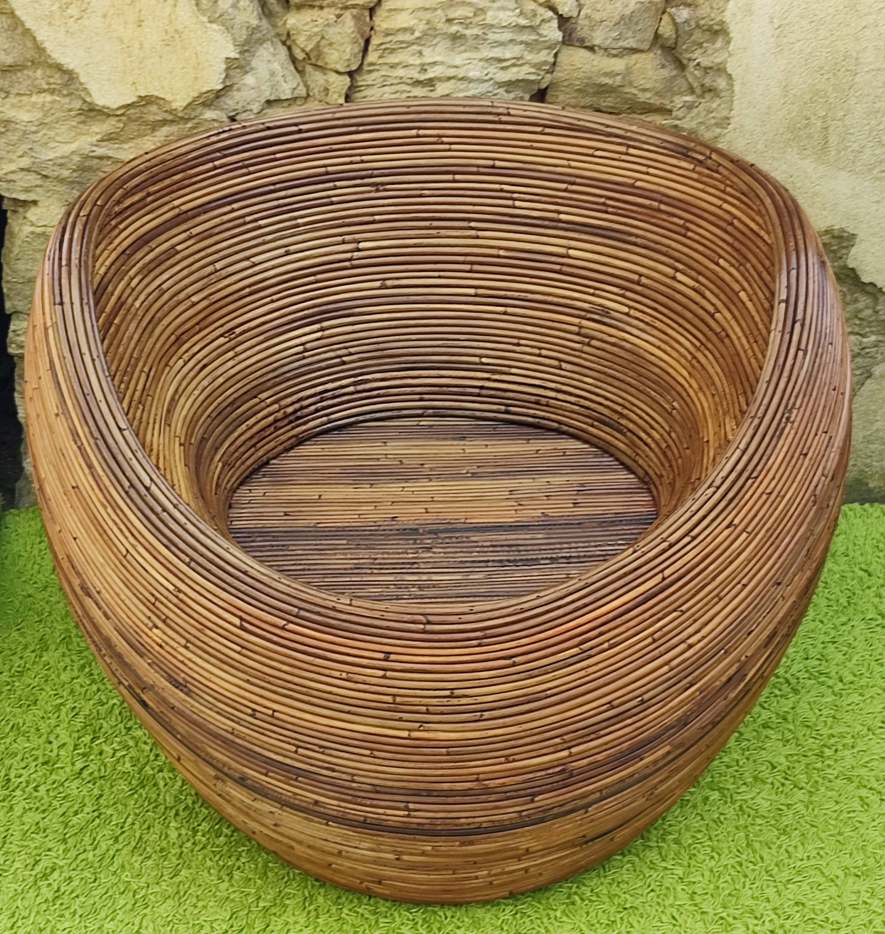 Vintage bohemian rattan armchair