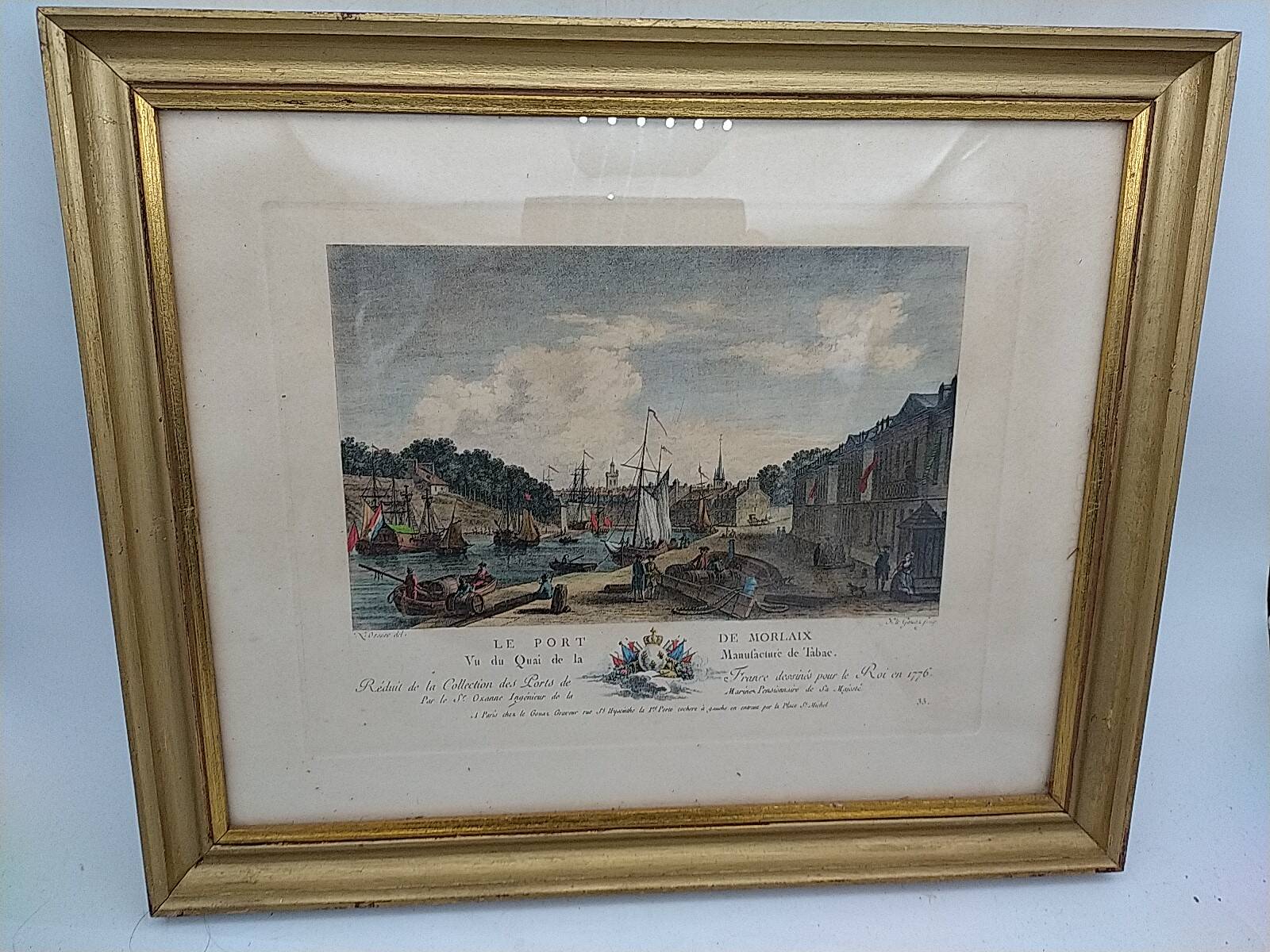 Engraving: The port of Morlaix. Late 19th century.