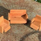 Set of furniture for dolls and dolls' houses, handcrafted, consisting of a sofa and two armchairs