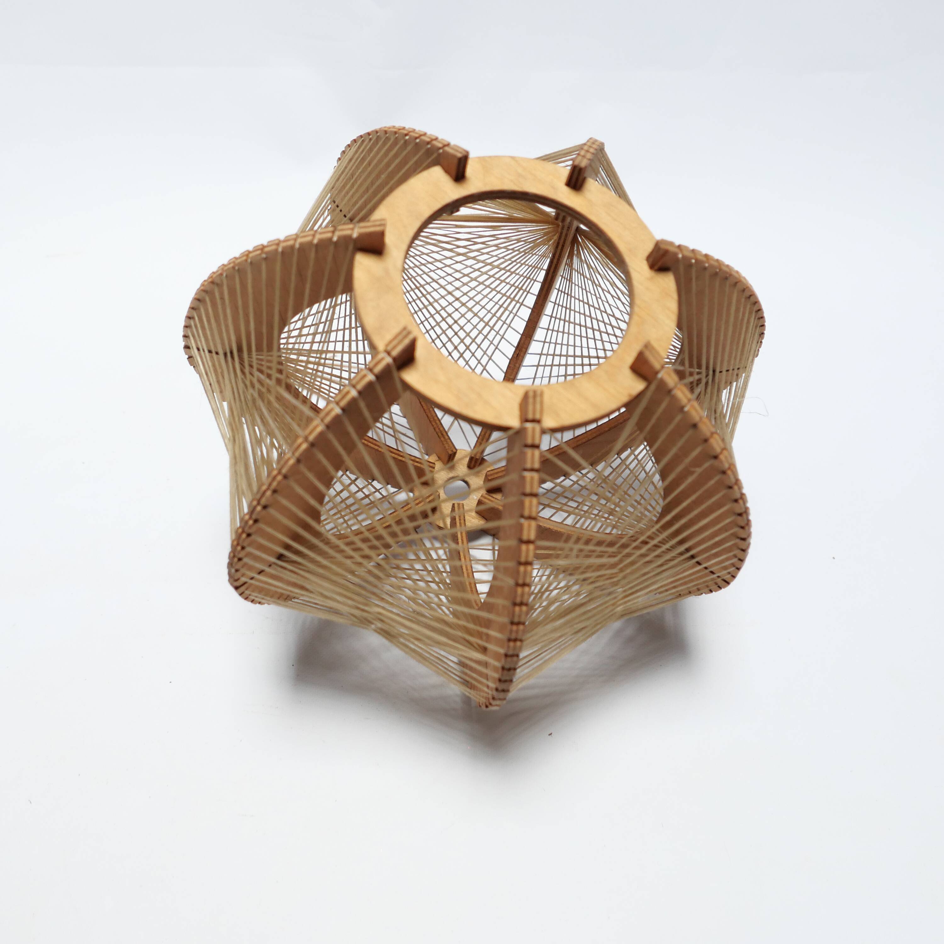 Scandinavian design pendant lampshade 70s 1970s vintage in wood and wire