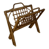 Vintage folding rattan magazine rack