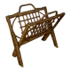 Vintage folding rattan magazine rack