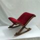 Wooden swing tabou/rest feet and dark red fabric dimension: H-38xL-54xPr-35cm-