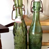 2 bistrot bottles  glass porcelain