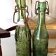 2 bouteilles bistrot verre porcelaine