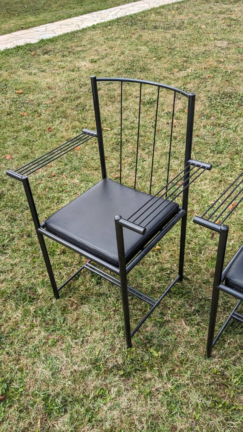 Duo of postmodern armchairs, vintage design from the 80s