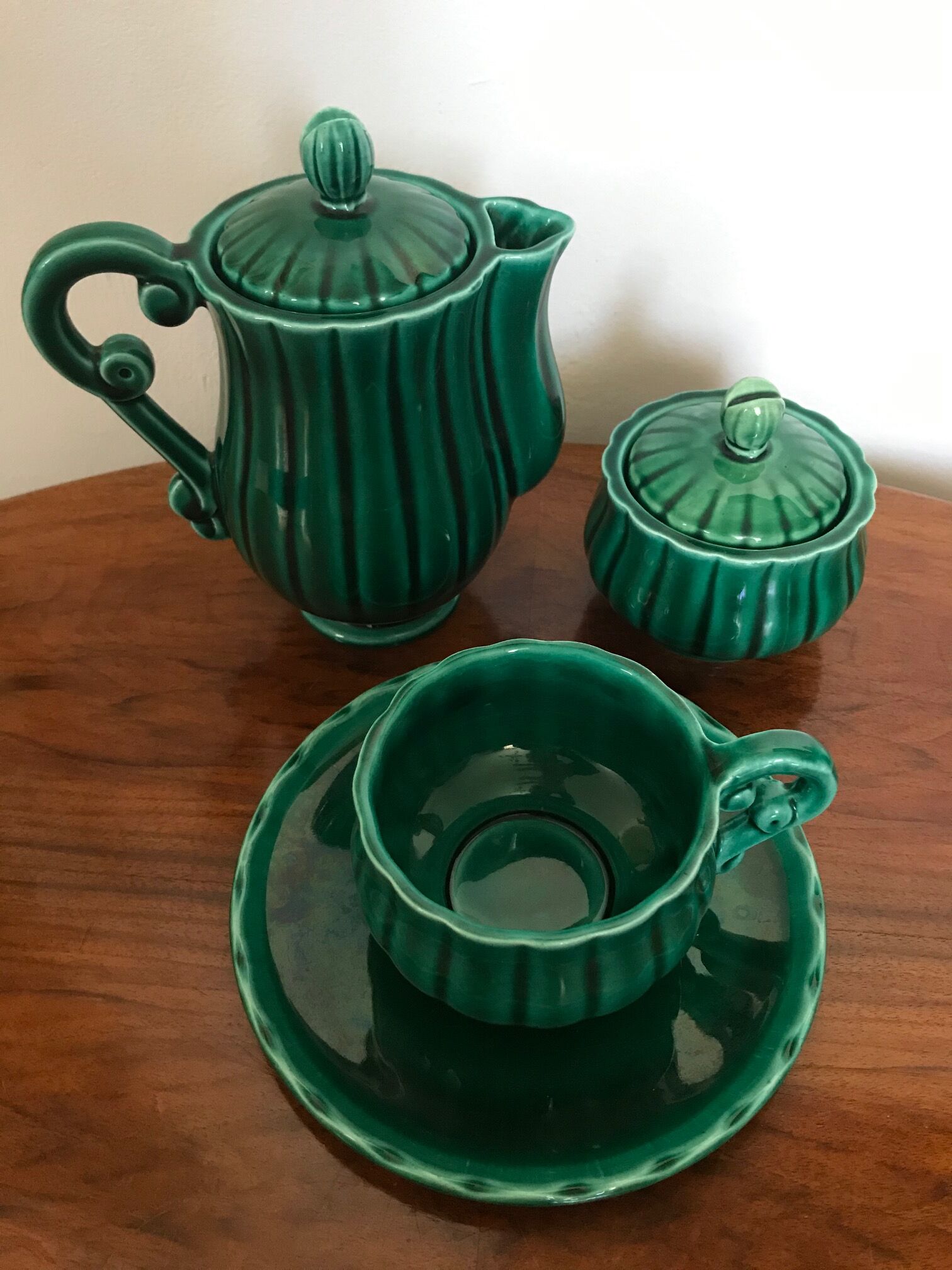 Art Deco selfish breakfast service signed Jean Pobery 1946