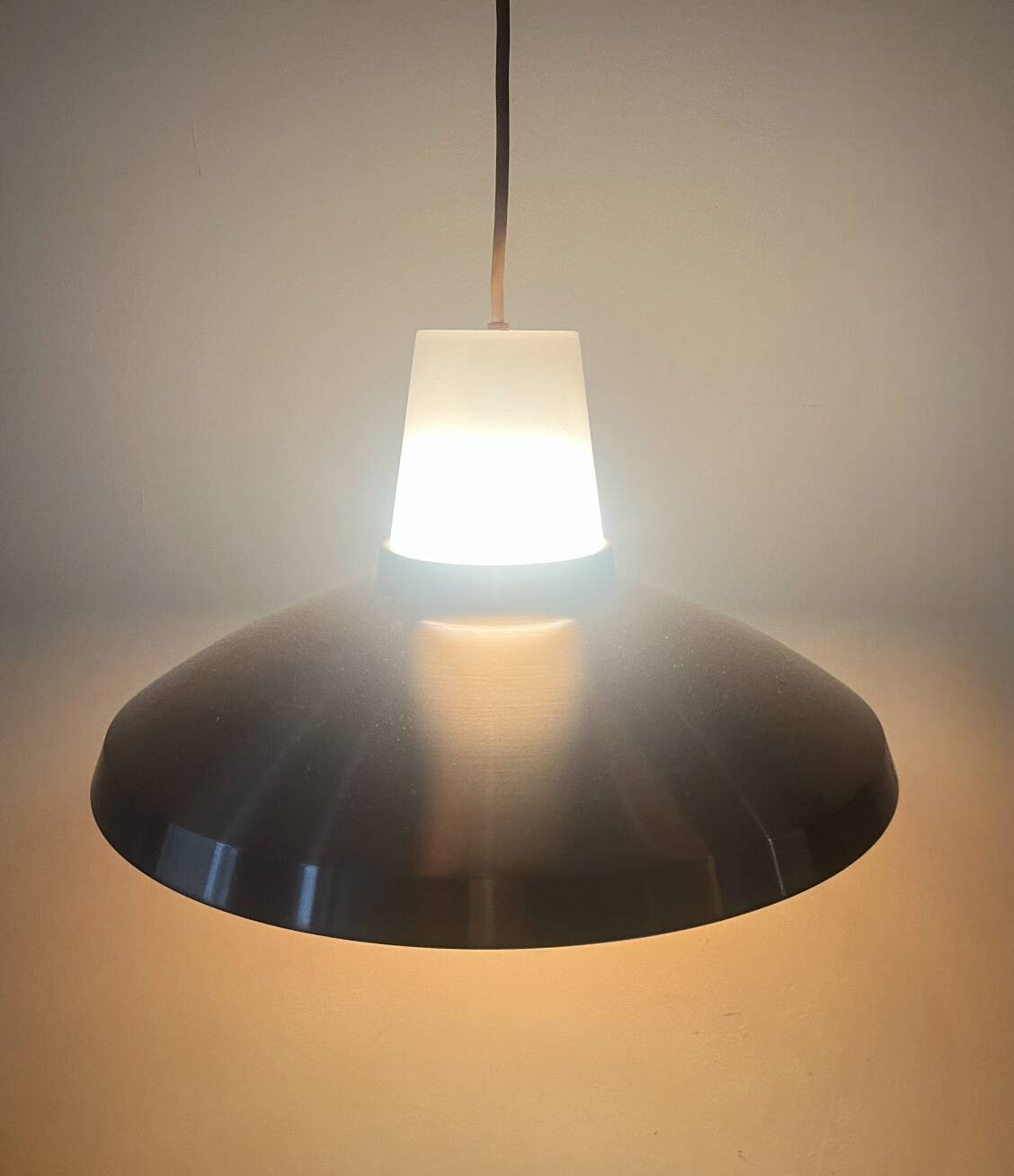 Mid-century Scandinavian pendant light in pink chrome metal, 1970s design