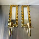 Pair of art deco vintage brass wall candle holders sconces
