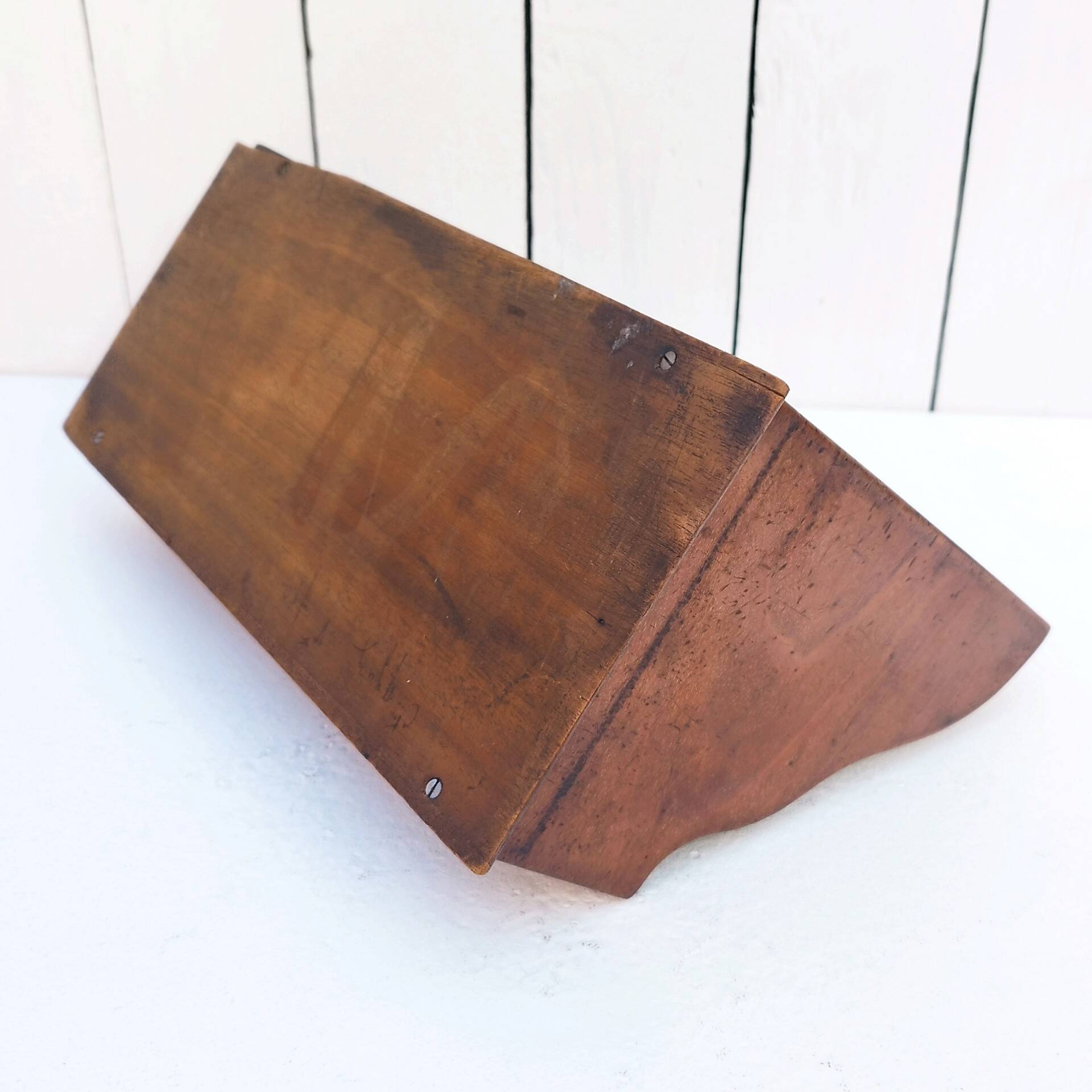 Varnished wooden letter holder vintage office accessory