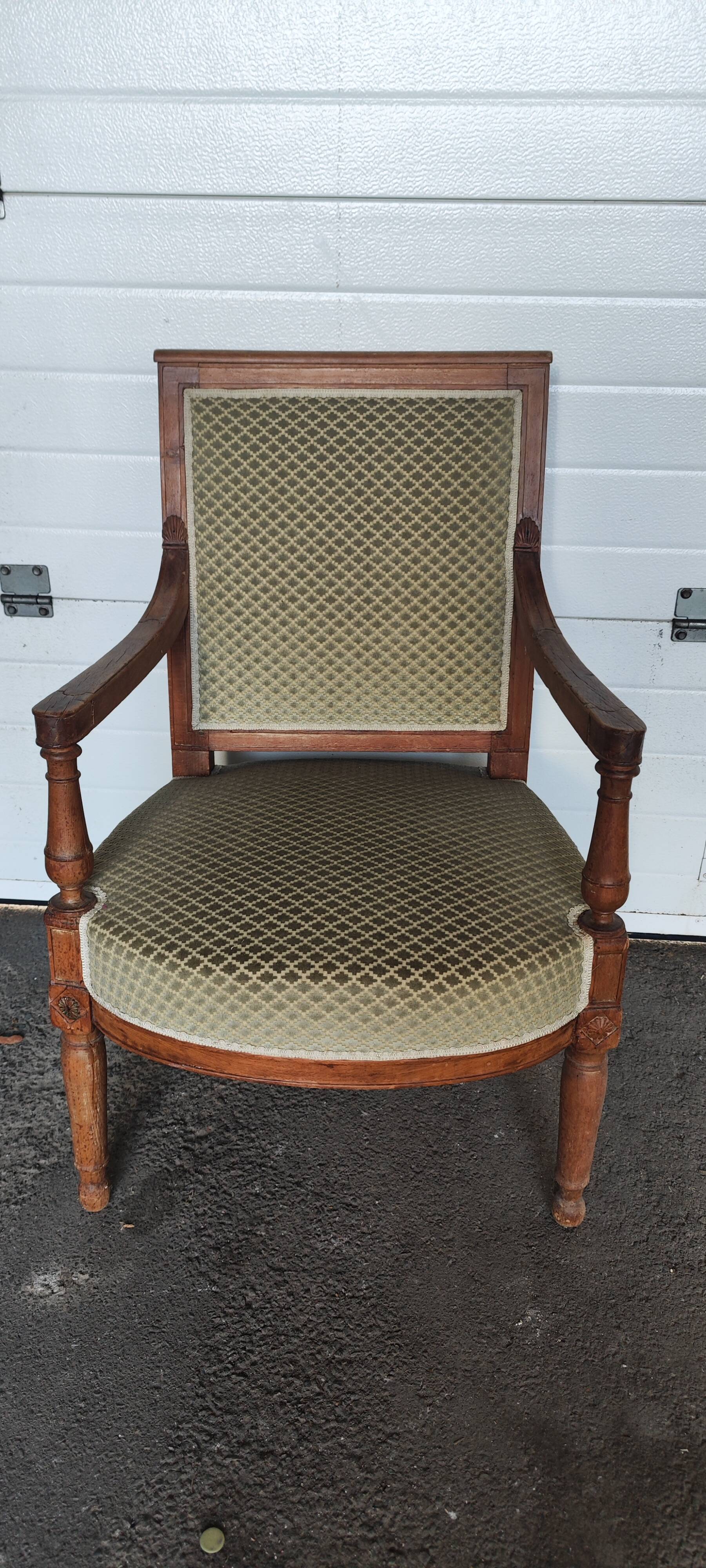 Directoire style armchair with wooden armrests