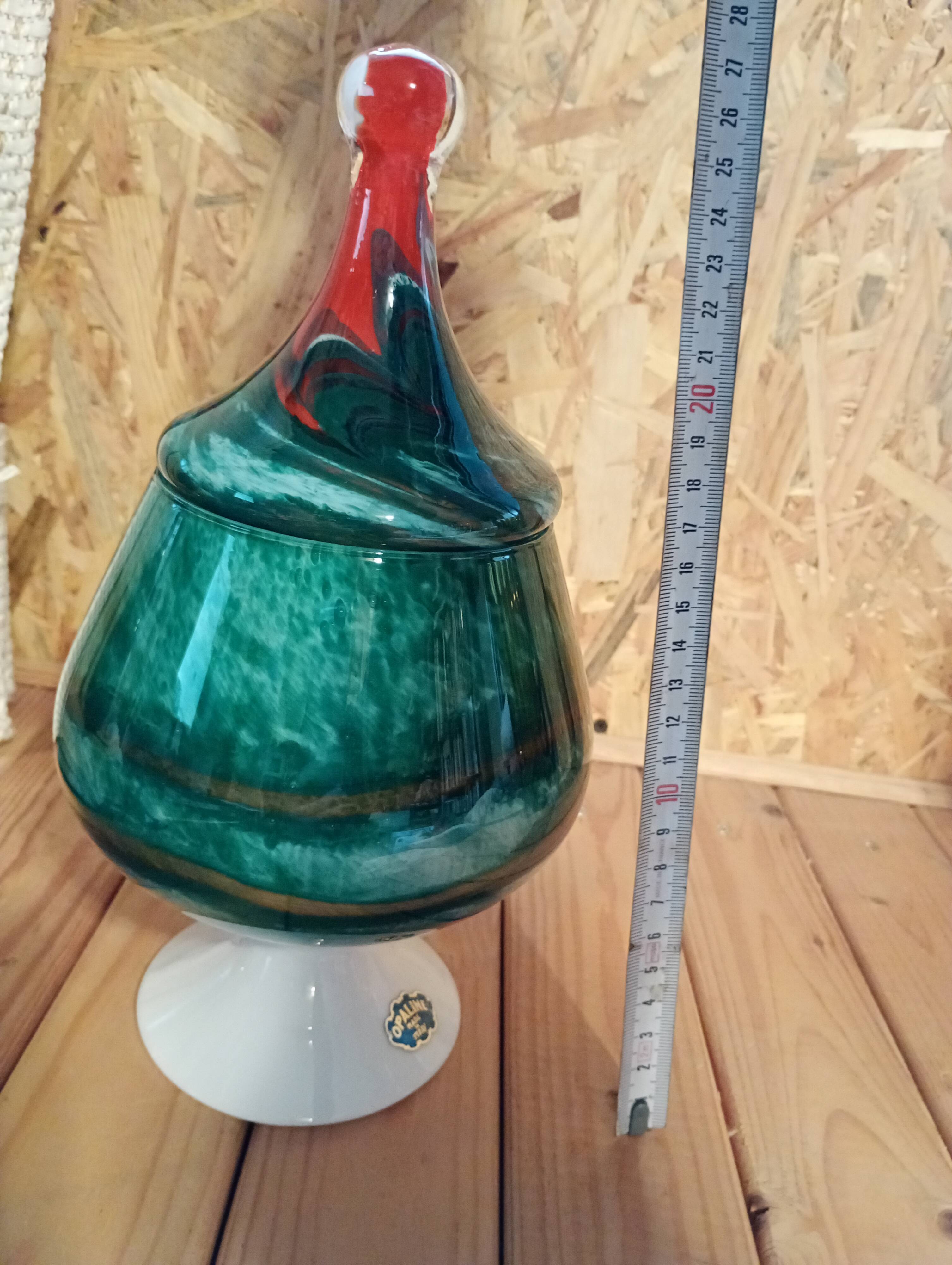 Opaline glass candy box made in Italy