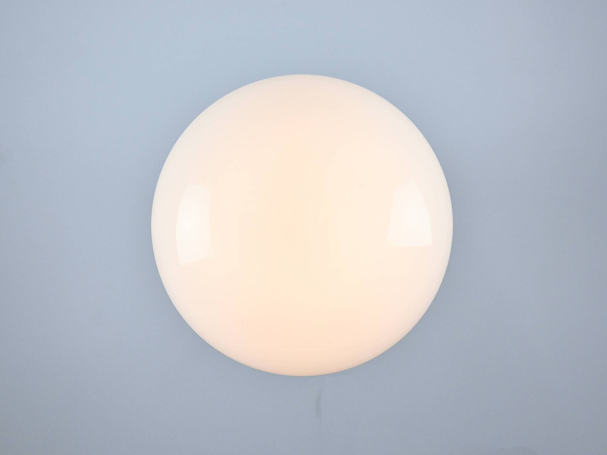 Mid-Century Opaline & Metal Sphere Pendant Lamp