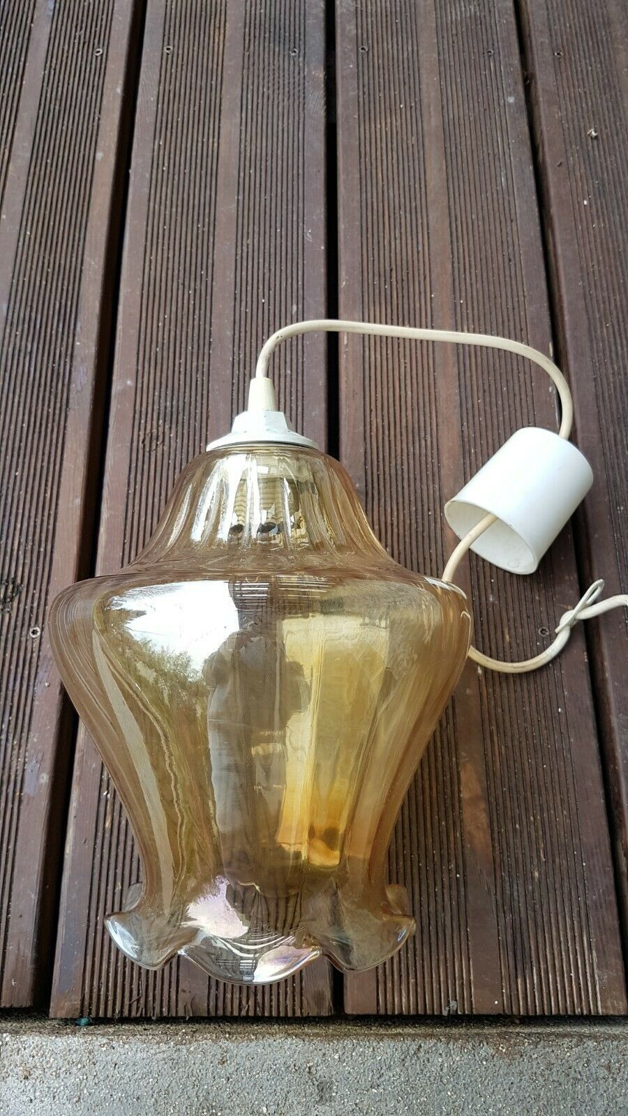 Vintage glass tulip-shaped suspension
