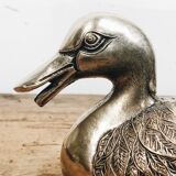 Large vintage duck in silver metal
