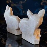 Pair of Fox Bookends - in Crackled Ceramic - Art Deco Style