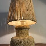 Recomposed stone lamp with rope shade