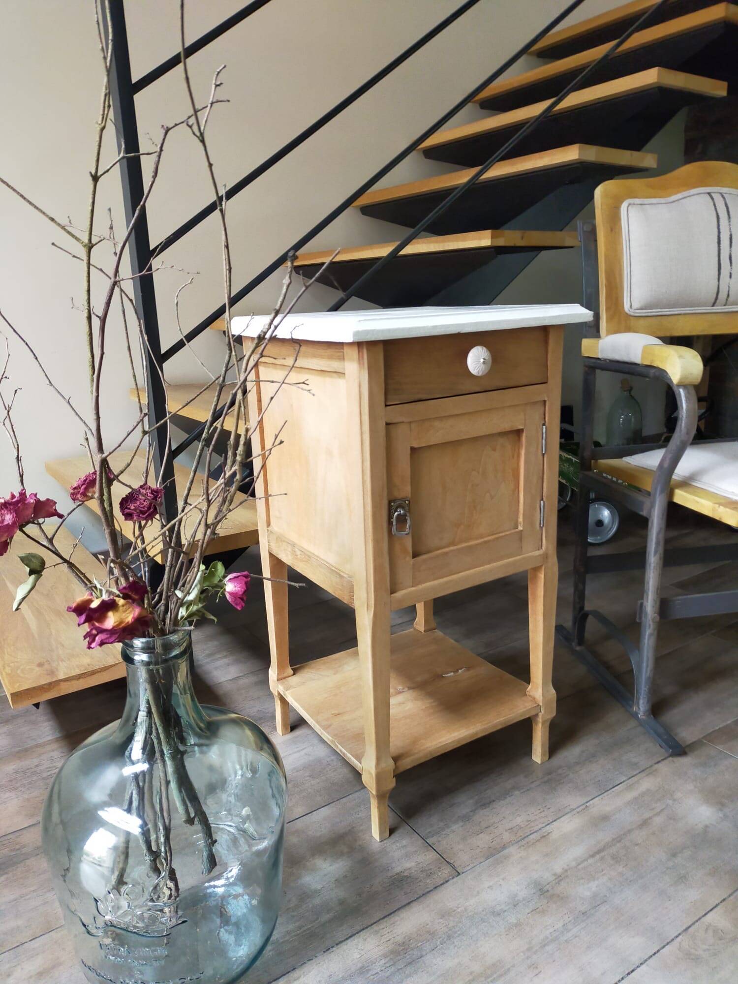 Solid wood bedside table