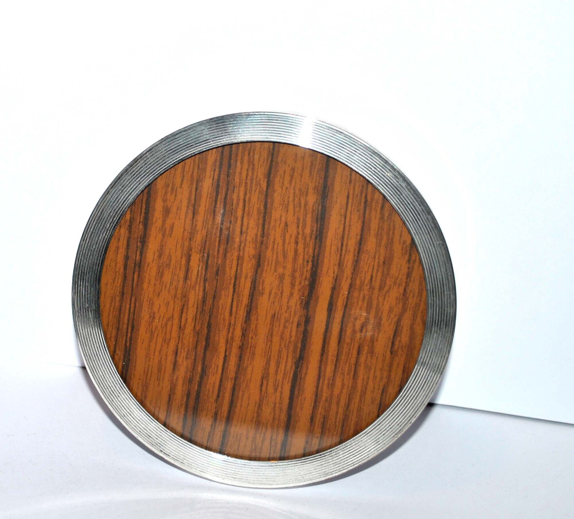 Photo frame in sterling sterling silver 925 - round guilloche line medallion