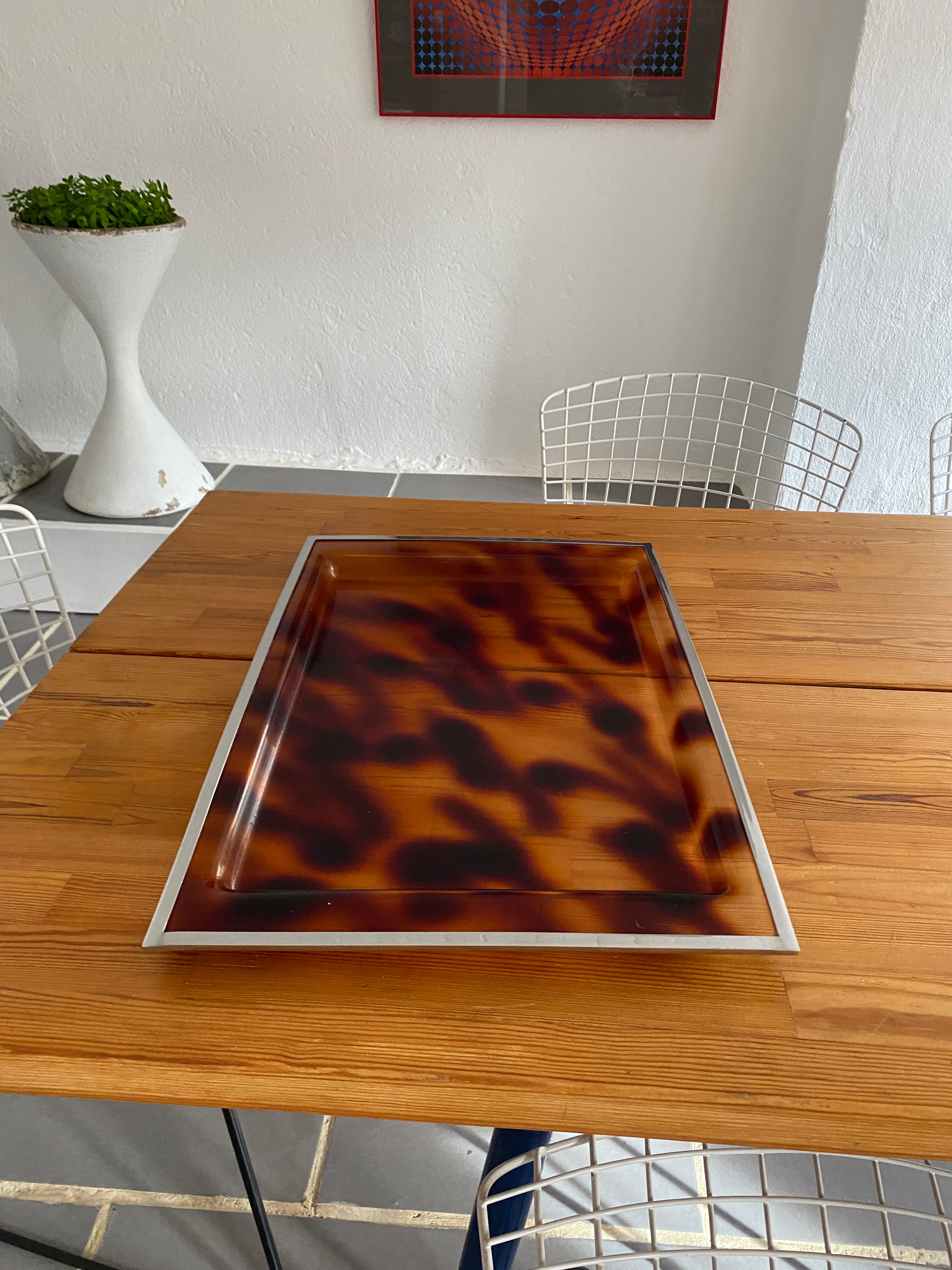 Lucite tray and vintage chrome