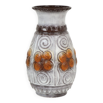 Vintage West Germany Vase Orange Flowers Üebelacker Keramik 579-40