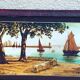 Marine painting, fixed on glass, signed P. Alix, art deco, old