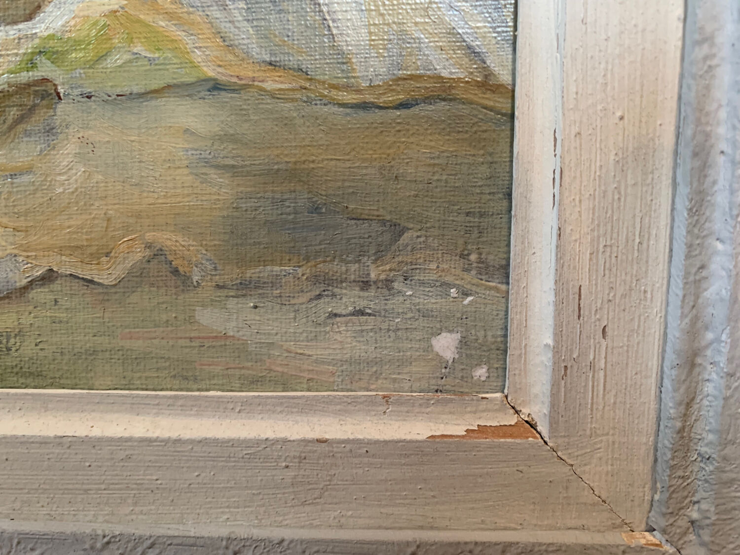 Pair paintings, oil on canvas still life pink flowers